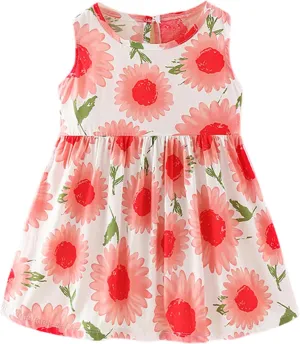 Gihuo Girls Floral Print Summer Dress Sleeveless Beach Sundress Toddler Casual Playwear Ruffle Hawaiian Dresses