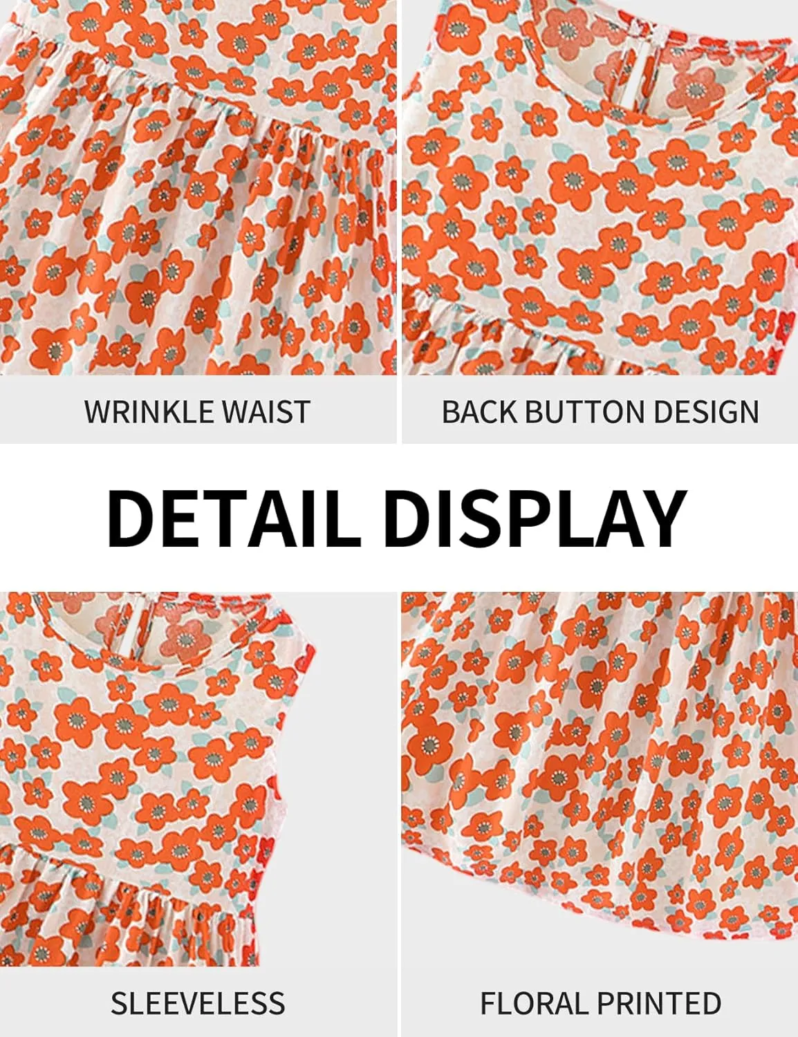 Gihuo Girls Floral Print Summer Dress Sleeveless Beach Sundress Toddler Casual Playwear Ruffle Hawaiian Dresses