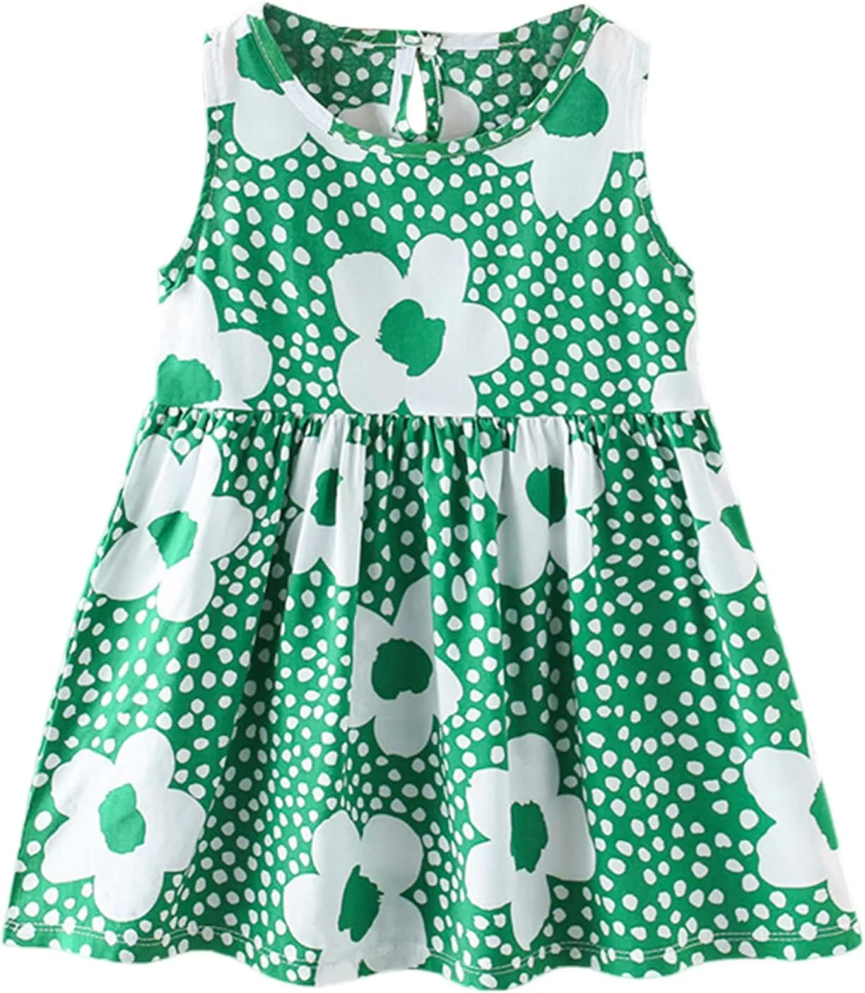 Gihuo Girls Floral Print Summer Dress Sleeveless Beach Sundress Toddler Casual Playwear Ruffle Hawaiian Dresses