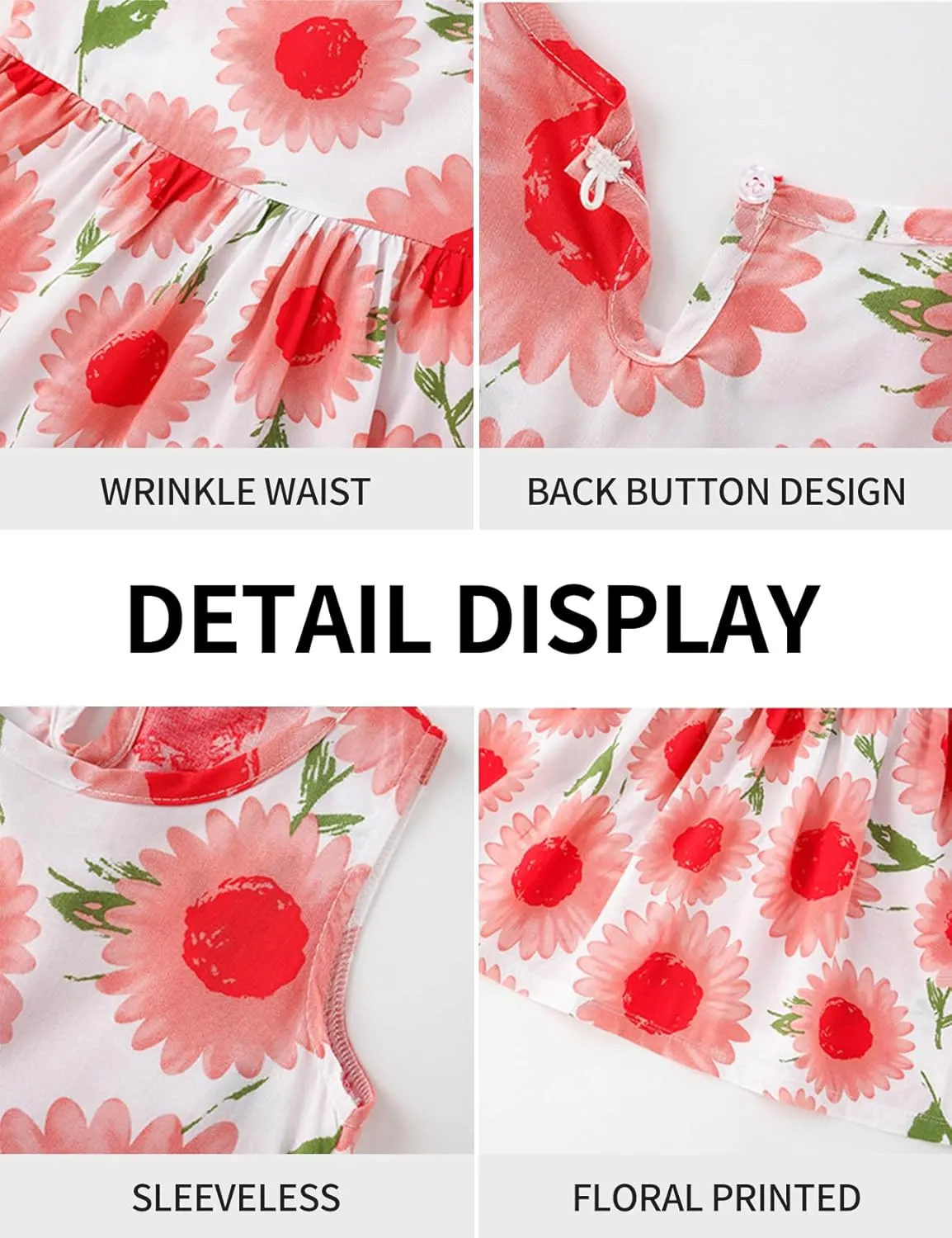 Gihuo Girls Floral Print Summer Dress Sleeveless Beach Sundress Toddler Casual Playwear Ruffle Hawaiian Dresses