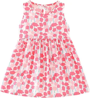 Gihuo Girls Floral Print Summer Dress Sleeveless Beach Sundress Toddler Casual Playwear Ruffle Hawaiian Dresses