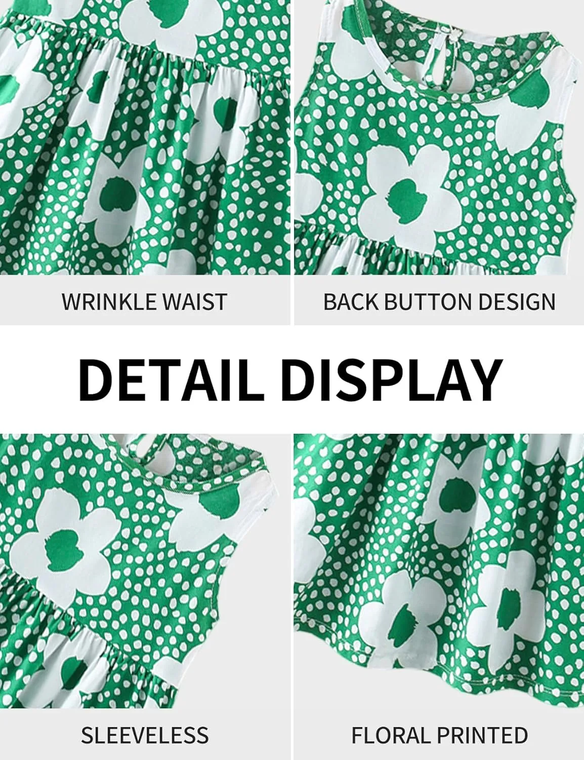 Gihuo Girls Floral Print Summer Dress Sleeveless Beach Sundress Toddler Casual Playwear Ruffle Hawaiian Dresses