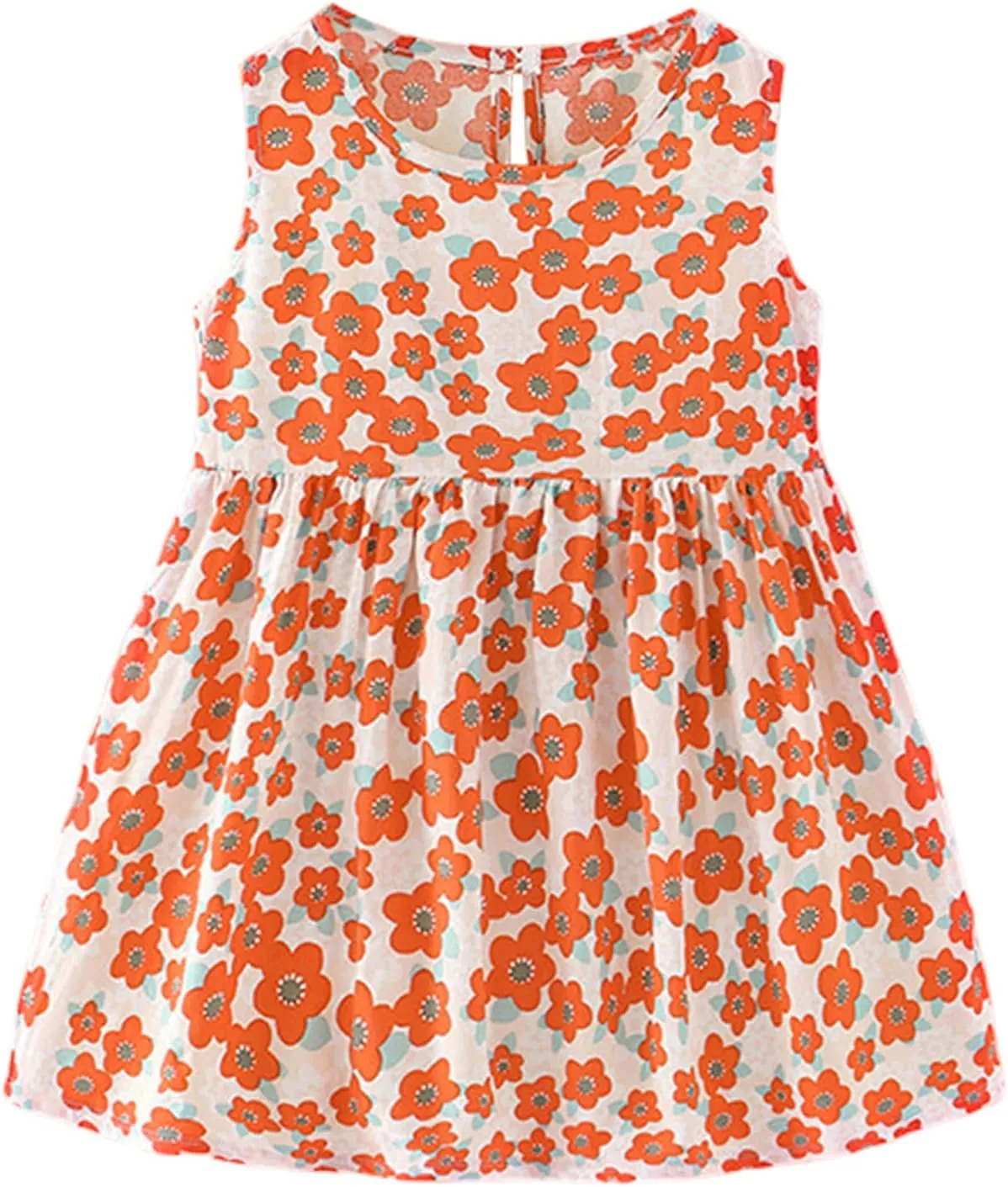 Gihuo Girls Floral Print Summer Dress Sleeveless Beach Sundress Toddler Casual Playwear Ruffle Hawaiian Dresses