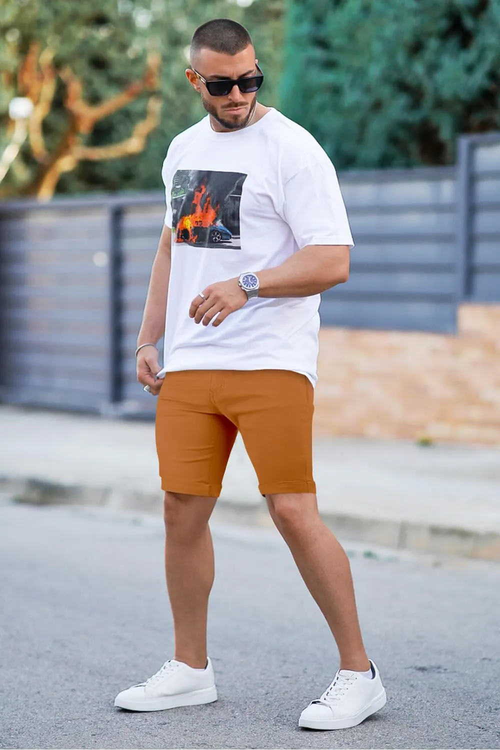 GINGTTO Denim Shorts Men Stretch Skinny Jean Shorts for Men