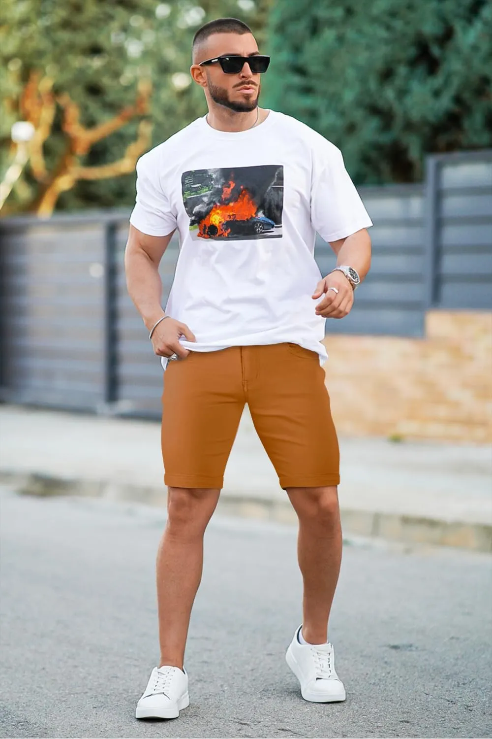 GINGTTO Denim Shorts Men Stretch Skinny Jean Shorts for Men