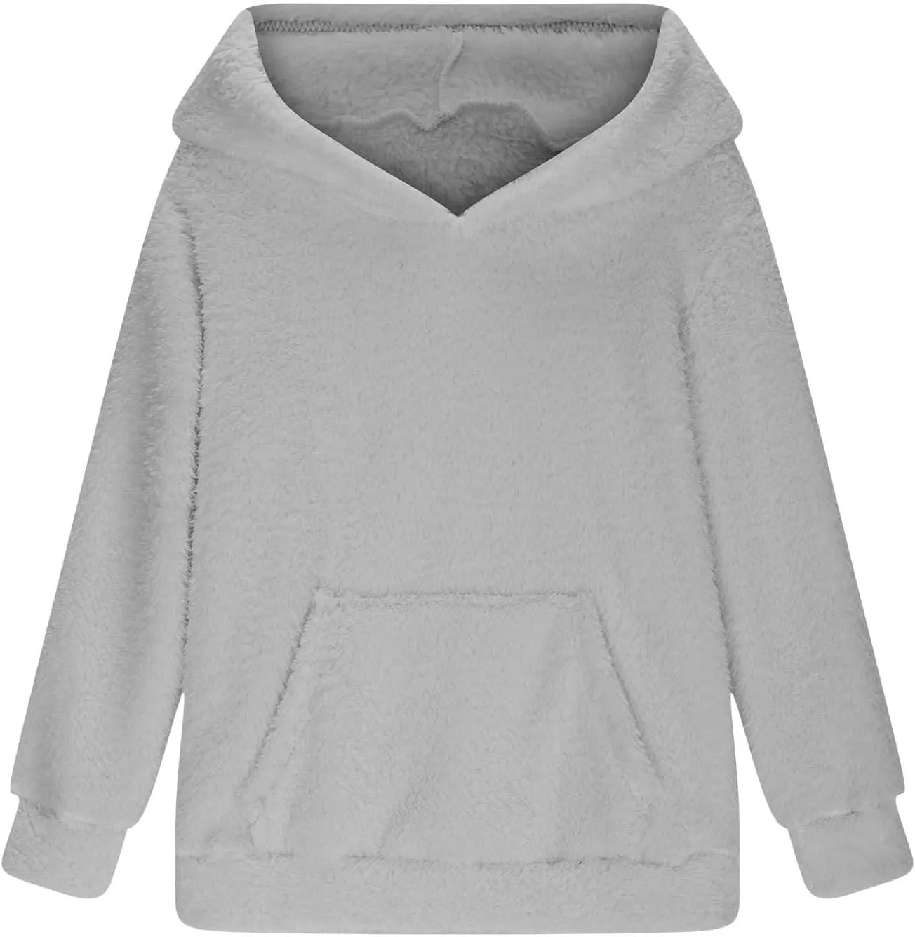 Girls Sherpa Fuzzy Hoodies Fall Winter Soft Comfy Fleece Sweatshirt Long Sleeve Solid Color Pullover Tops with Pocket