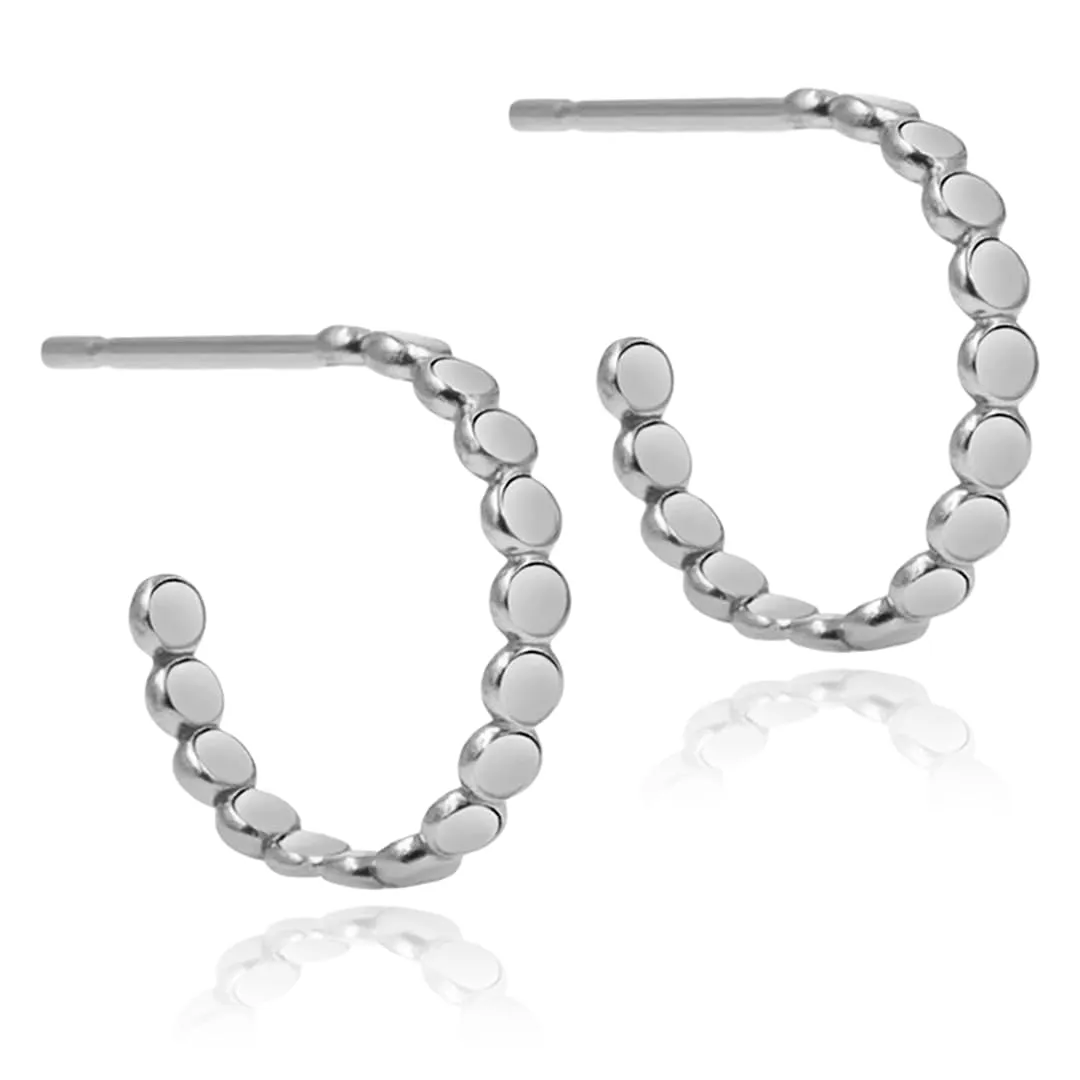 Glimmer Hoop Earrings | Gold, Rose Gold, or Silver | Mini Dotted Bead Huggie Hoops | Minimalist Everyday Jewelry (Small (11mm), Sterling Silver)