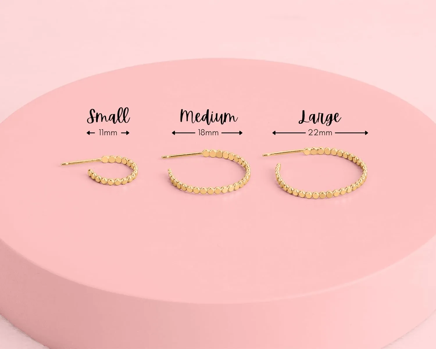Glimmer Hoop Earrings | Gold, Rose Gold, or Silver | Mini Dotted Bead Huggie Hoops | Minimalist Everyday Jewelry (Small (11mm), Sterling Silver)