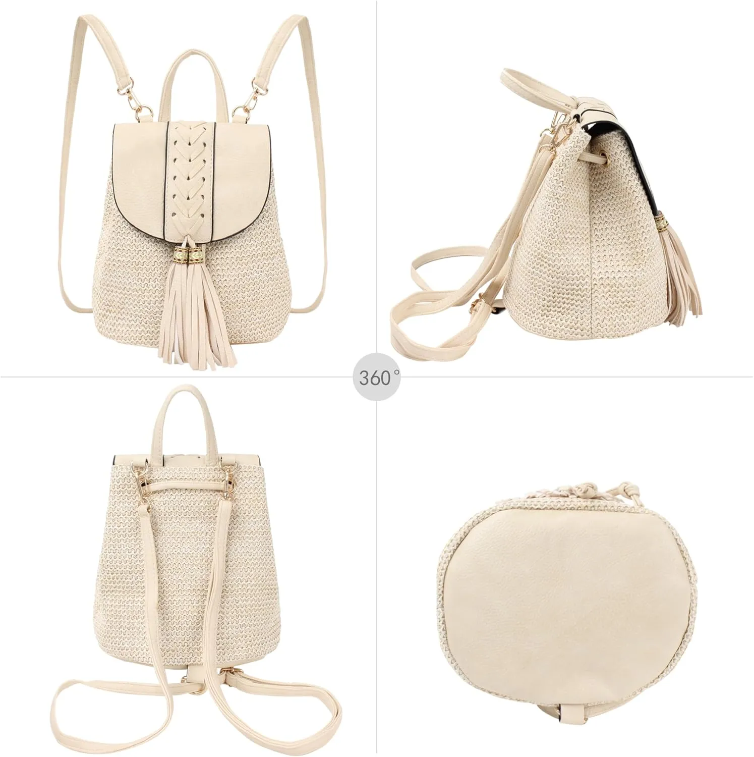 Goclothod Women Vintage Backpack Bohemian Rucksack Drawstring Shoulder Bag Casual Daypack