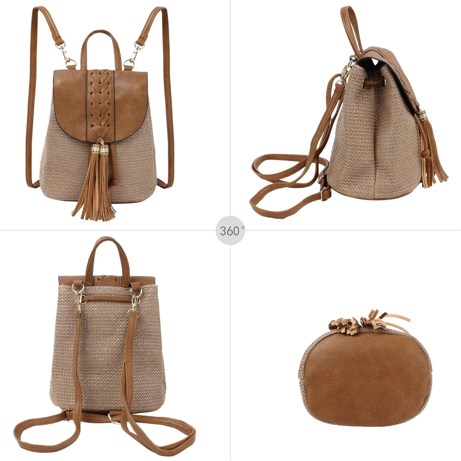 Goclothod Women Vintage Backpack Bohemian Rucksack Drawstring Shoulder Bag Casual Daypack