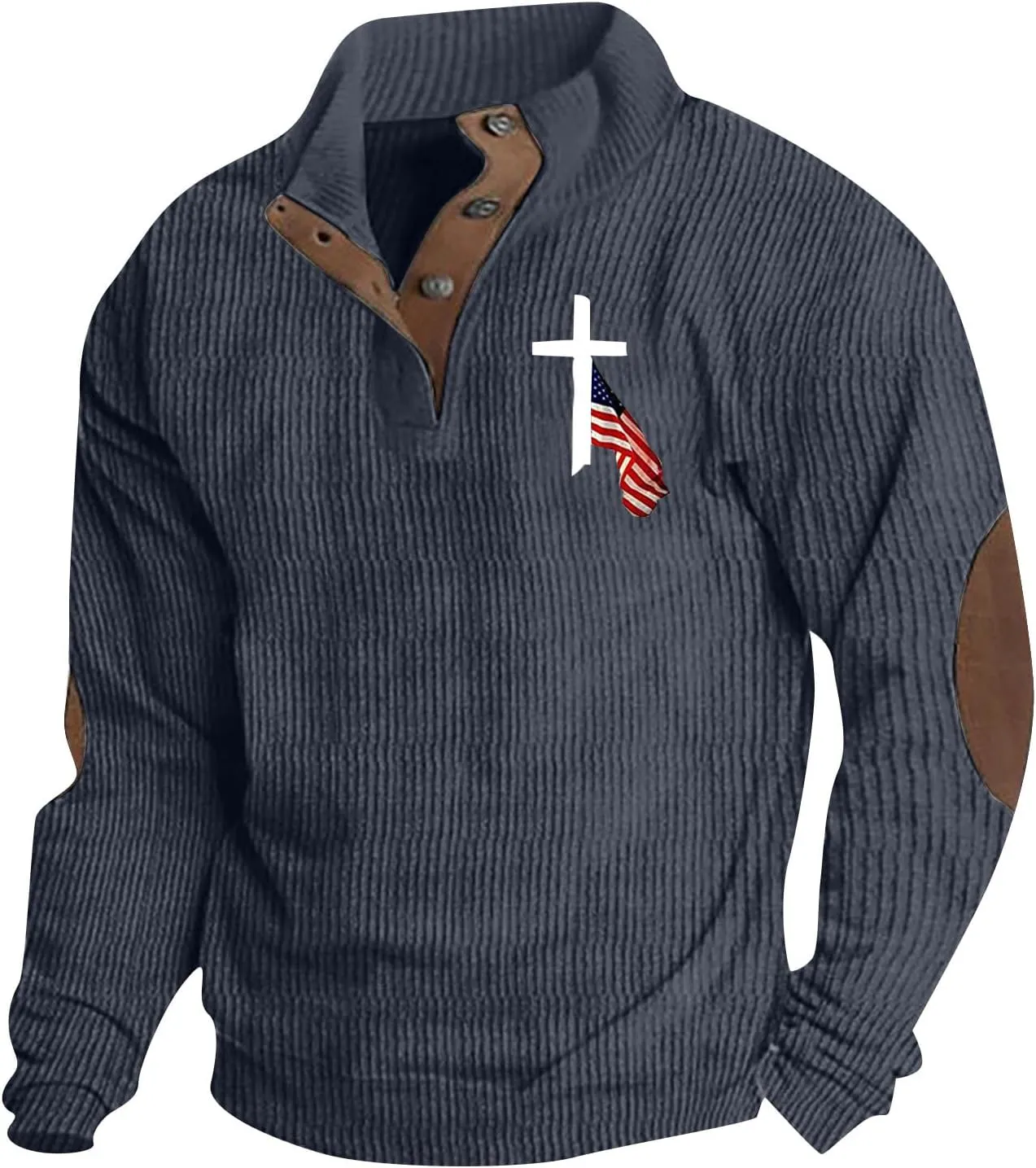 GOFULY Men'S Corduroy Sweatshirt Stand Collar Henley Quarter Button Pullover Long Sleeve Quilted Jacket Big And Tall Outfits