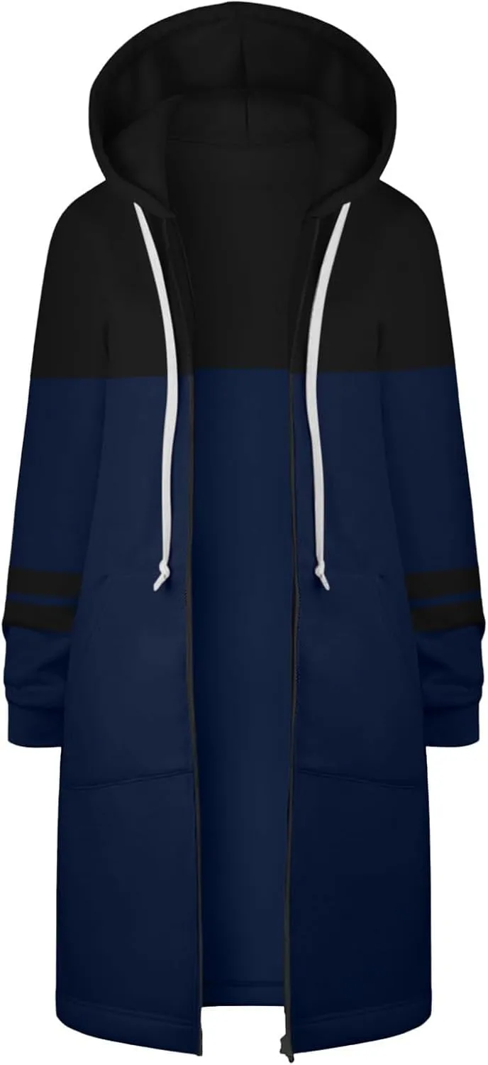 GOFULY Sweatshirt Dresses For Women Lightweight Zip Up Hoodies Fleece Fall Long Sleeve Knee Length Tunic Outfits Jackets