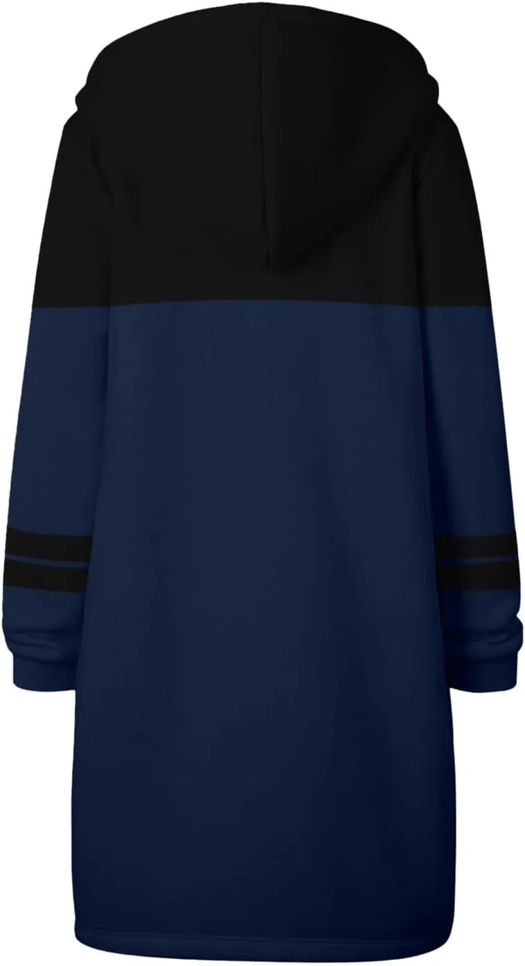GOFULY Sweatshirt Dresses For Women Lightweight Zip Up Hoodies Fleece Fall Long Sleeve Knee Length Tunic Outfits Jackets