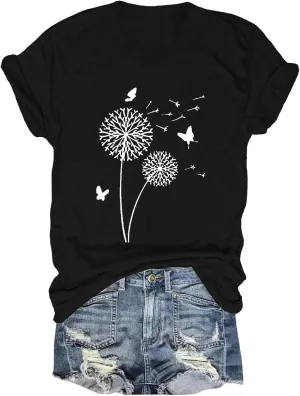 GOKKILRW Womens Summer T Shirts Short Sleeve Crewneck Graphic Tee Shirts Loose Casual Dressy Blouses Ladies Fashion Clothes