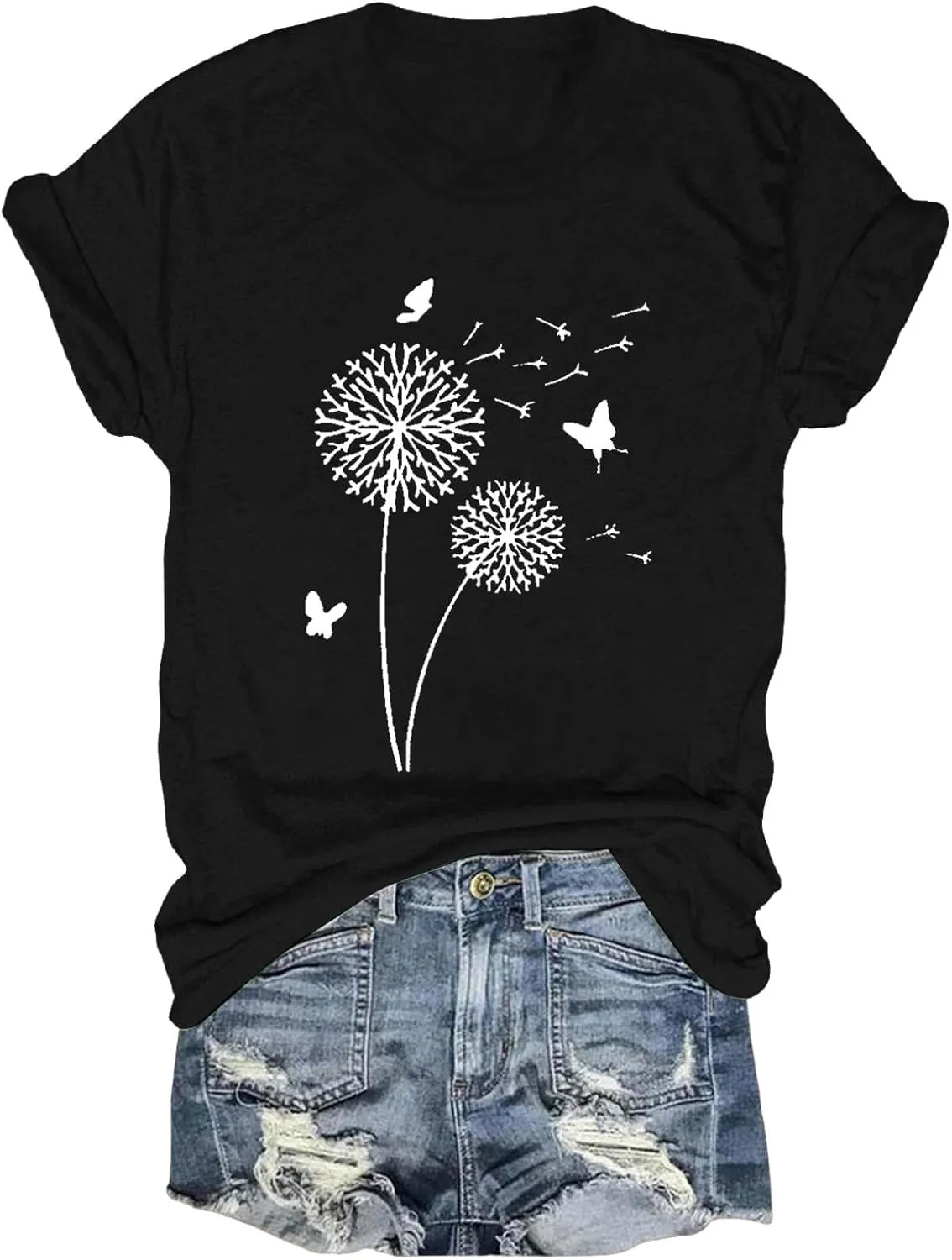 GOKKILRW Womens Summer T Shirts Short Sleeve Crewneck Graphic Tee Shirts Loose Casual Dressy Blouses Ladies Fashion Clothes