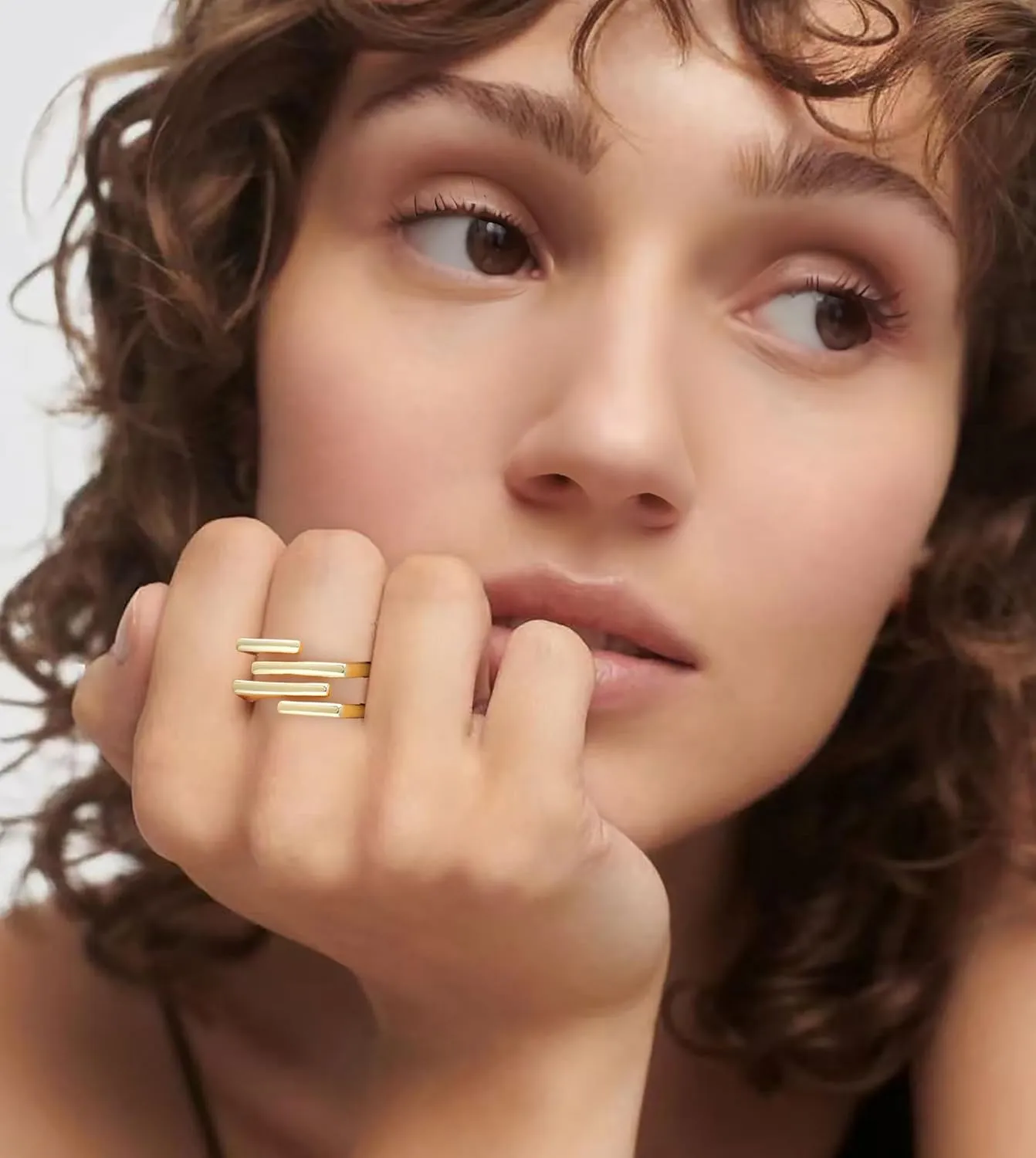 Gold and Silver Rings for Women, Fashion 18K Gold Plated Chunky Statement Ring Band Dome Mask Design Cocktail Costume Jewelry for Her