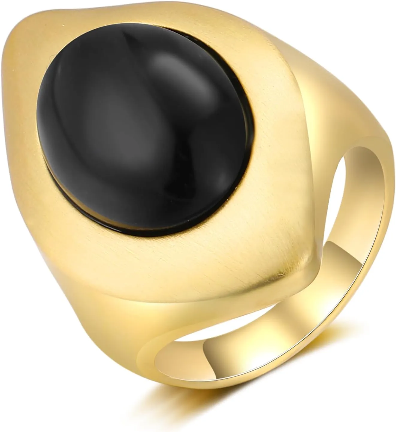 Gold Chunky Vintage Stone Statement Band Ring, Cocktail Costume Jewelry Gift for Her