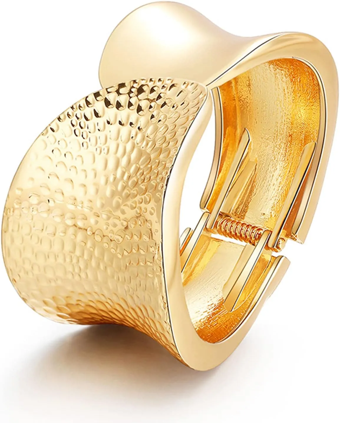 Gold Cuff Bangle Bracelets for Women Trendy Chunky Gold Bracelet Hinged Open Wide Minimalist Non Tarnish Gold Plated Jewelry 2024