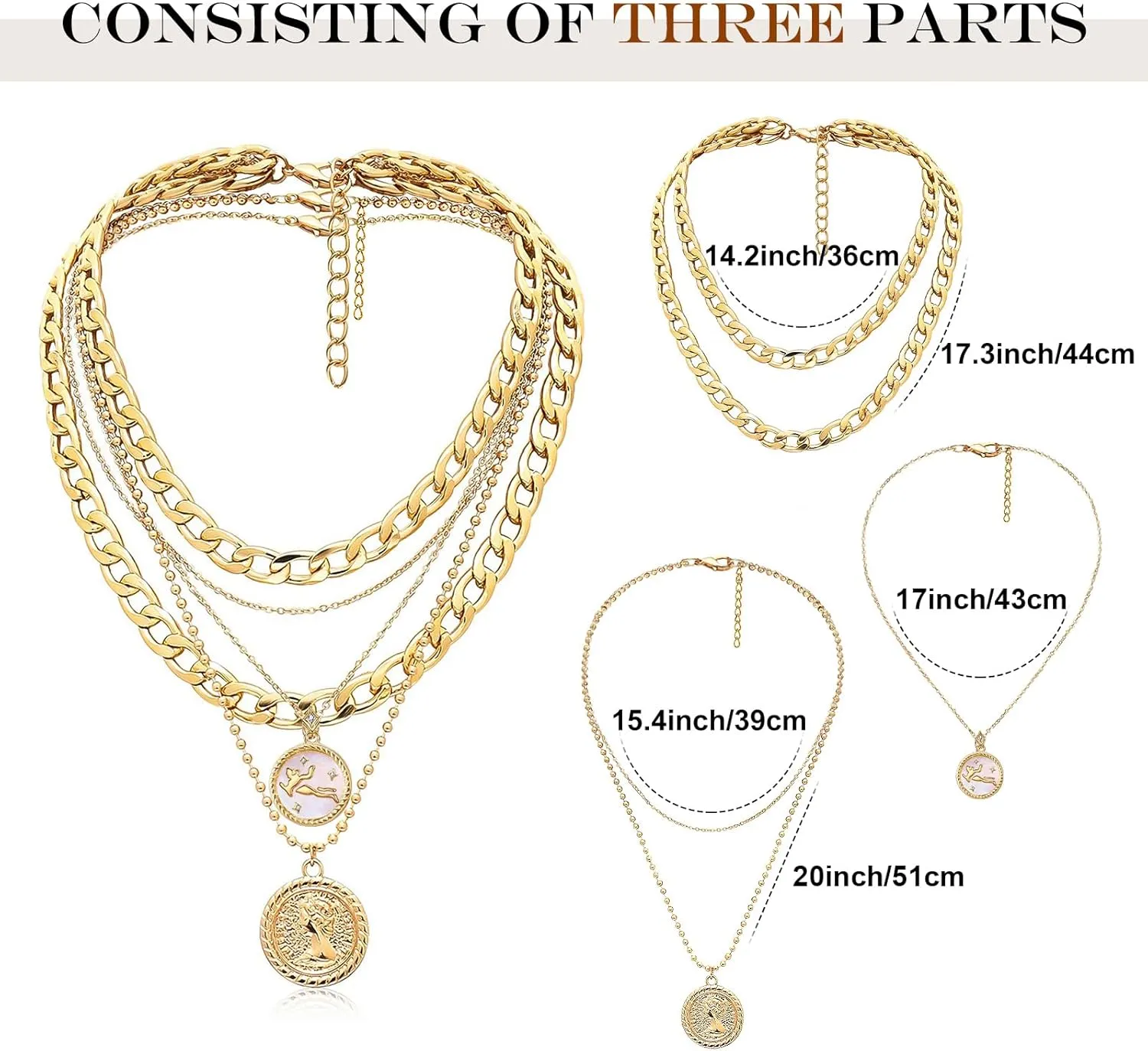 Gold Layered Necklaces for Women Chunky Pendant Necklace Trendy Retro Coin Choker Necklace Gold Link Chain for Women Jewelry Birthday Gifts