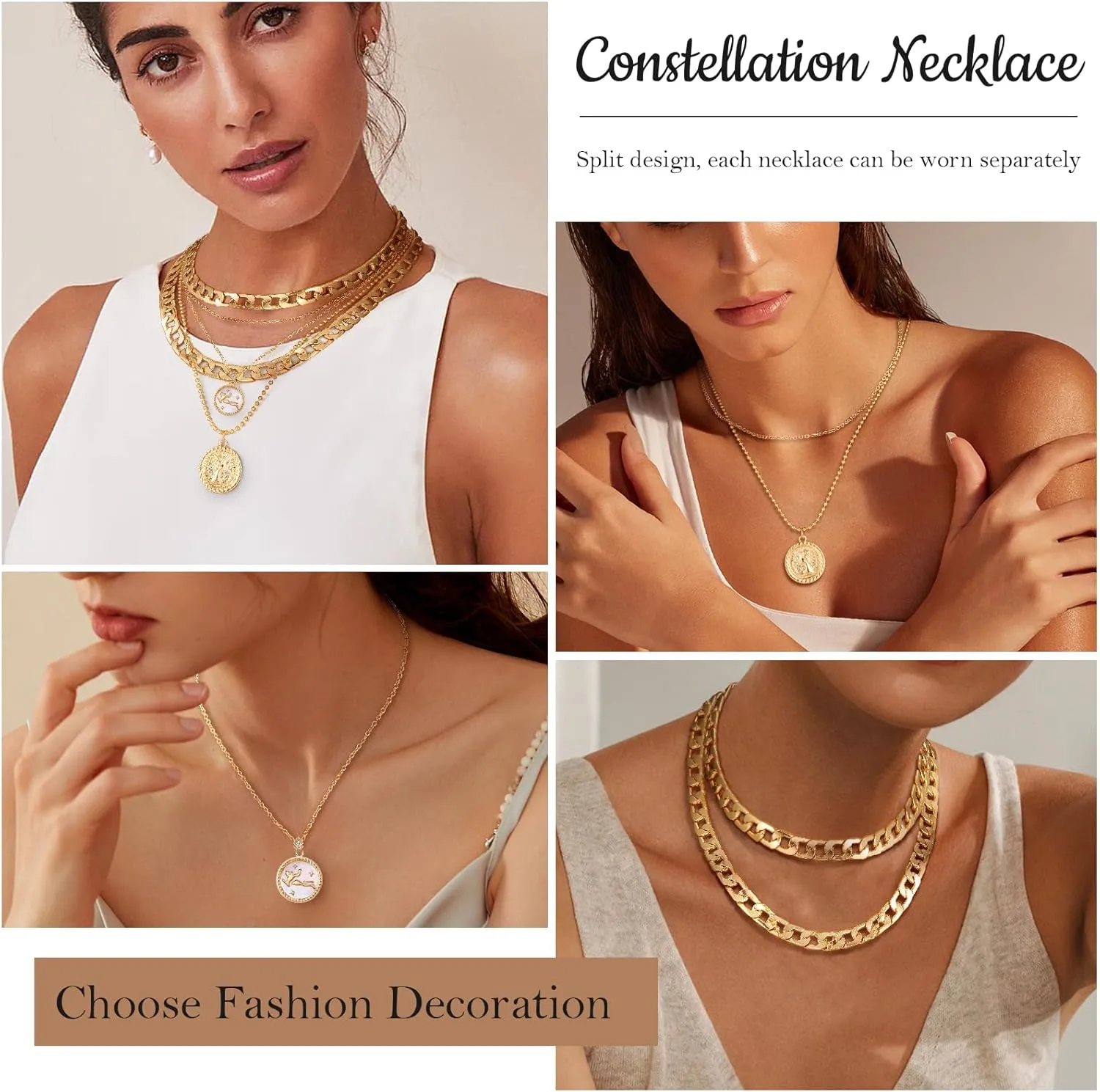 Gold Layered Necklaces for Women Chunky Pendant Necklace Trendy Retro Coin Choker Necklace Gold Link Chain for Women Jewelry Birthday Gifts