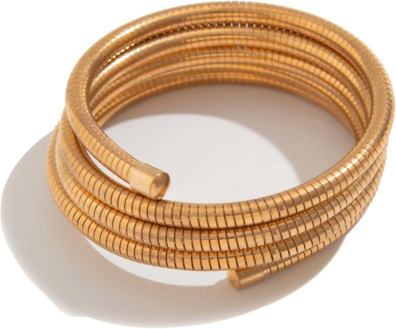 Gold Plated Multi-Layer Stretch Bracelets for Women,Trendy Statement Geometric Twisted Metal Bracelets Minimalism Hip Hop Kpop Jewelry Gifts