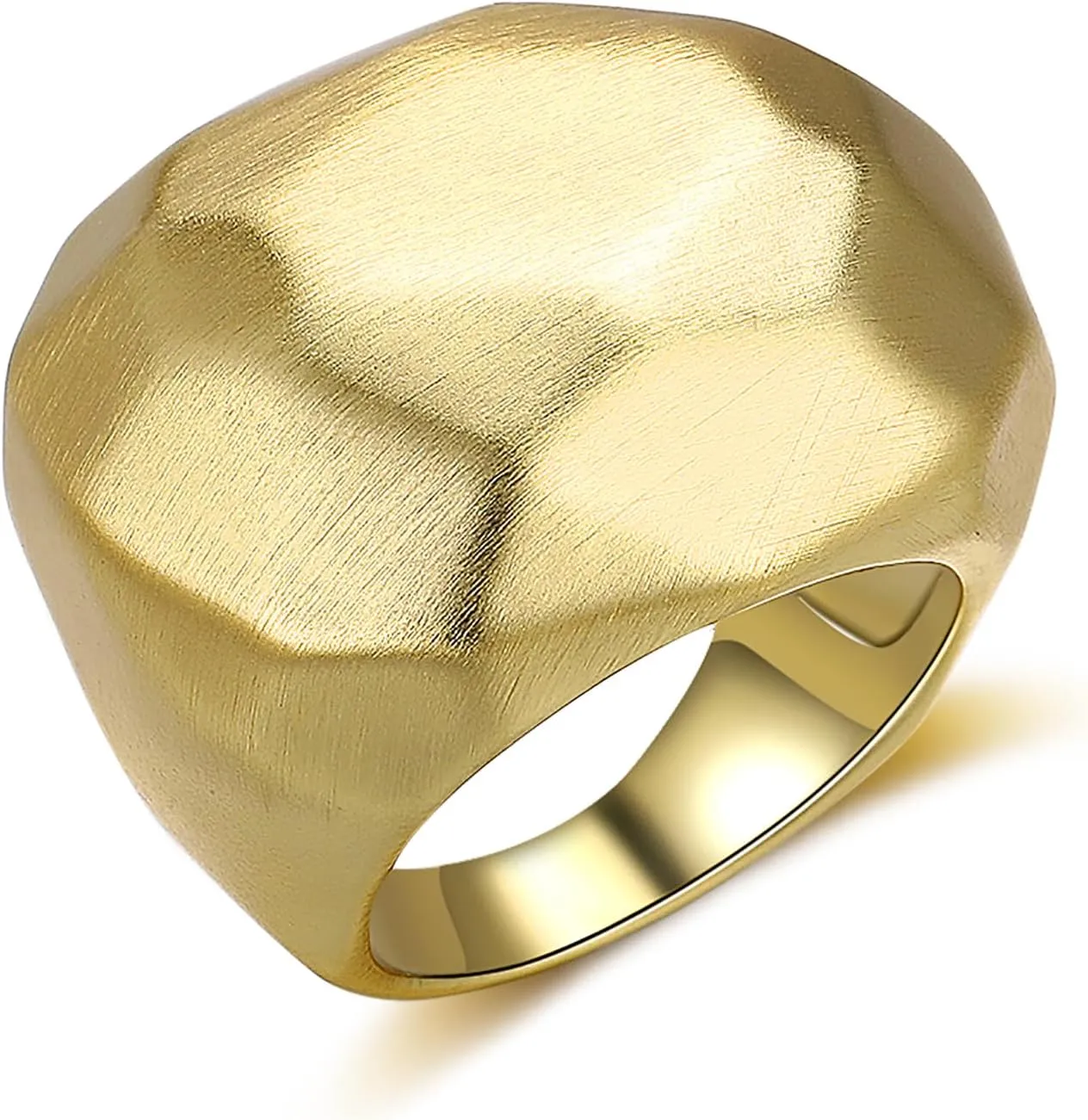 Gold Statement Rings, Chunky Wide Square Band Rings Dome Gold Plated Cocktail Jewelry Gifts for Women