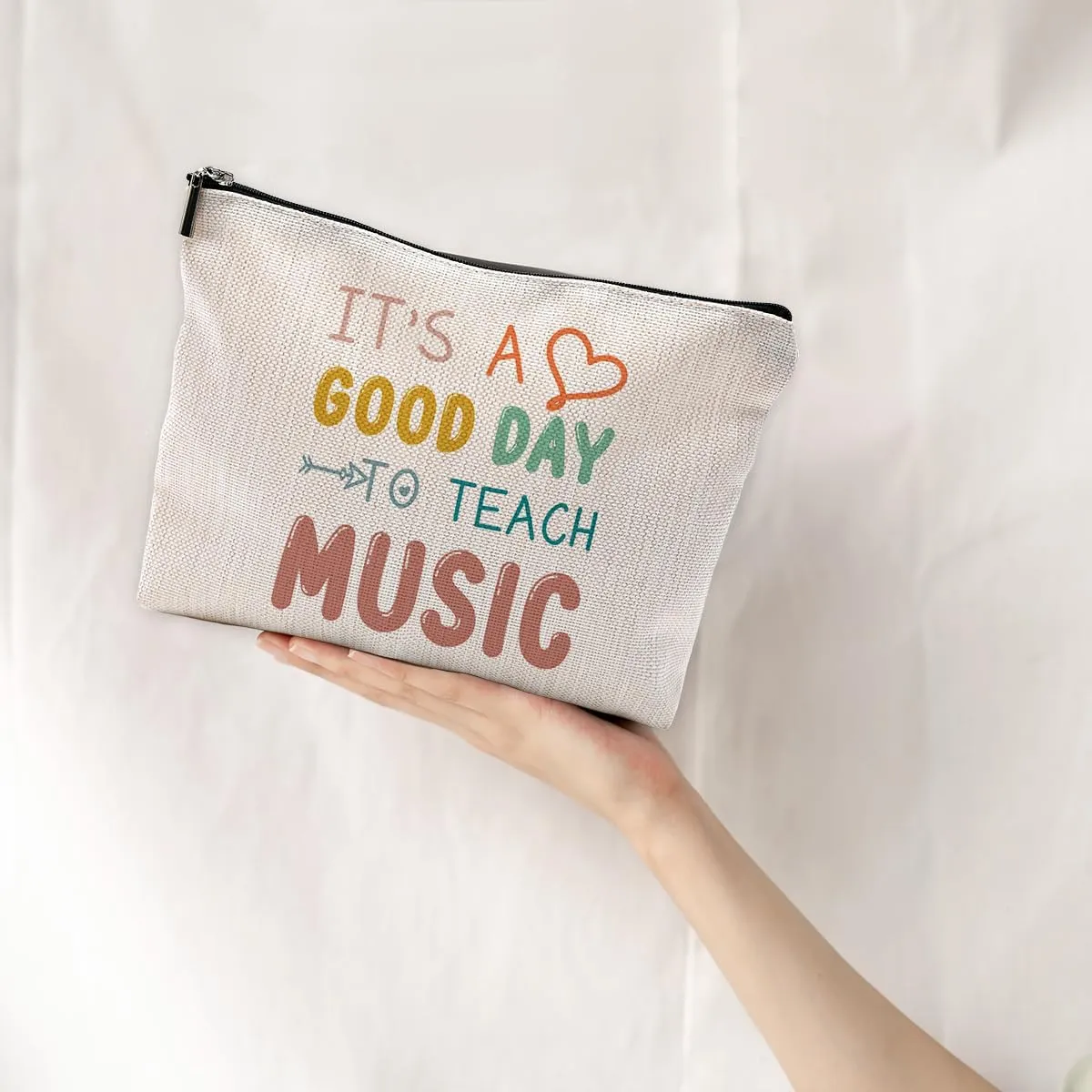 Good Day to Teach Music Makeup Bag Travel Cosmetic Bags, Teacher Appreciation Gift Cosmetic Makeup Bags with Zipper Pouch Travel Toiletry Case, Gifts for Music Teacher
