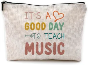 Good Day to Teach Music Makeup Bag Travel Cosmetic Bags, Teacher Appreciation Gift Cosmetic Makeup Bags with Zipper Pouch Travel Toiletry Case, Gifts for Music Teacher