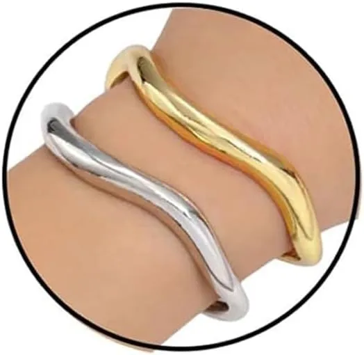 GYRMMUE Chunky Gold Bangle Bracelets for Women,Vintage 14K Gold Plated Twist Cuff Bracelet Geometric Irregular Stackable Bracelet Jewelry