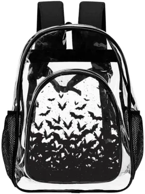 Halloween Clear Backpack Heavy Duty for Girls Kids Boys Women Men - Large Cute PVC Halloweens Theme Printing Transparent Backpacks for Schools Stadium Concerts Work - Clear/Black