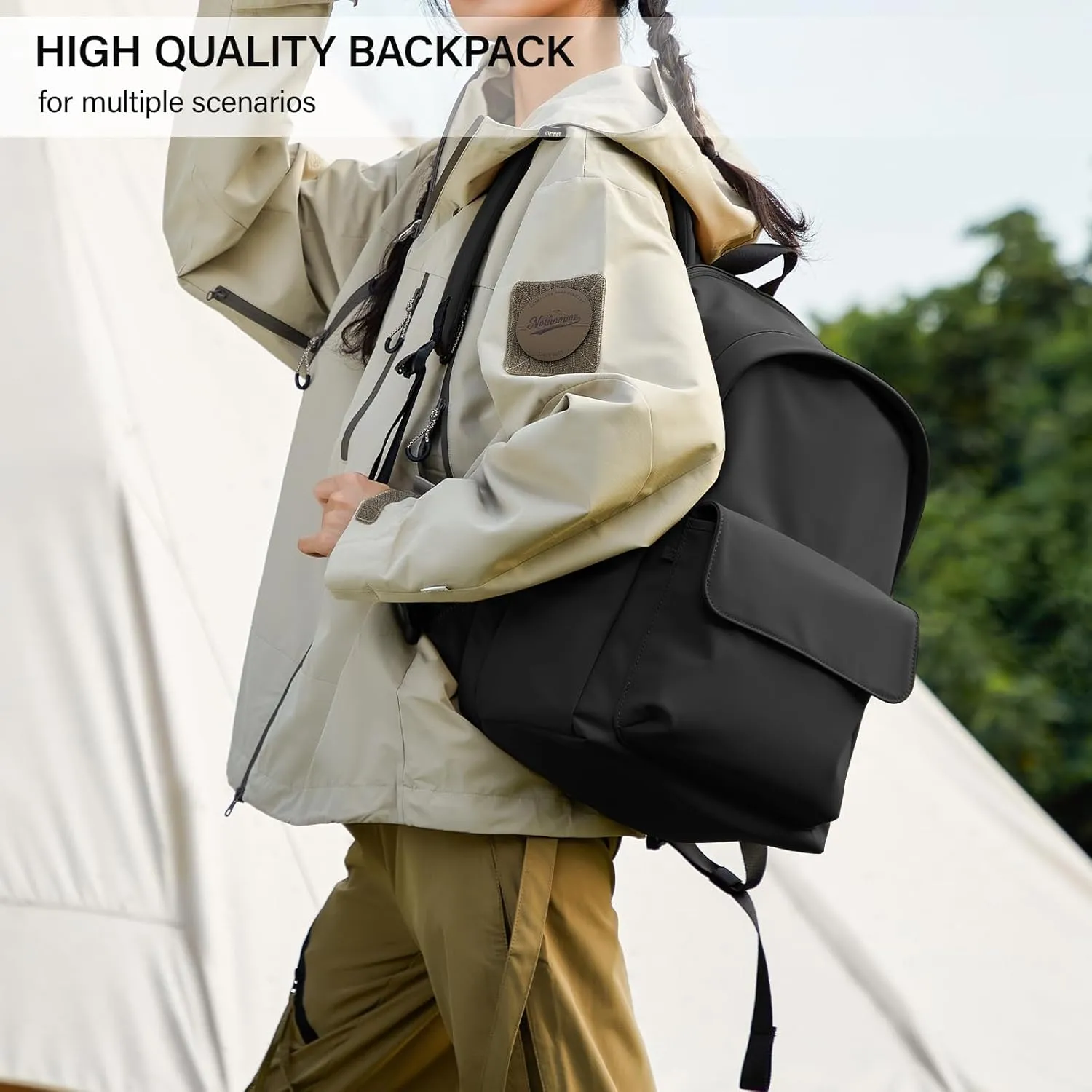 Hanke Casual Backpacks Travel Backpack for Women & Men, Lightweight Carry On Backpack for Work, Hiking wiht Unique Comfort Design (Iris Black)