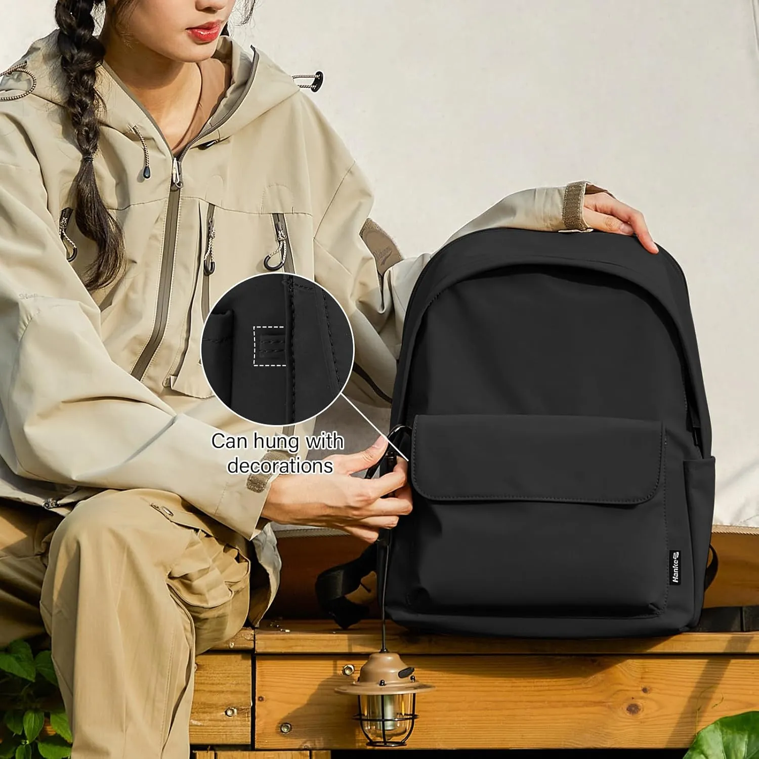 Hanke Casual Backpacks Travel Backpack for Women & Men, Lightweight Carry On Backpack for Work, Hiking wiht Unique Comfort Design (Iris Black)