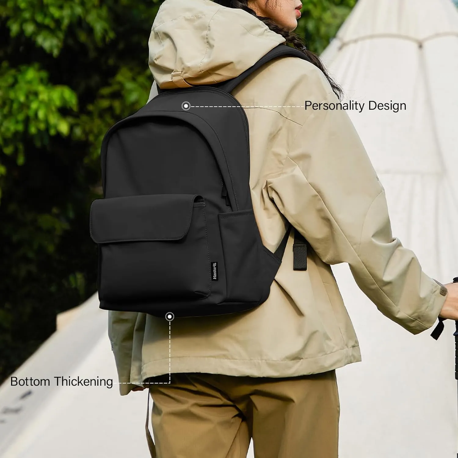 Hanke Casual Backpacks Travel Backpack for Women & Men, Lightweight Carry On Backpack for Work, Hiking wiht Unique Comfort Design (Iris Black)