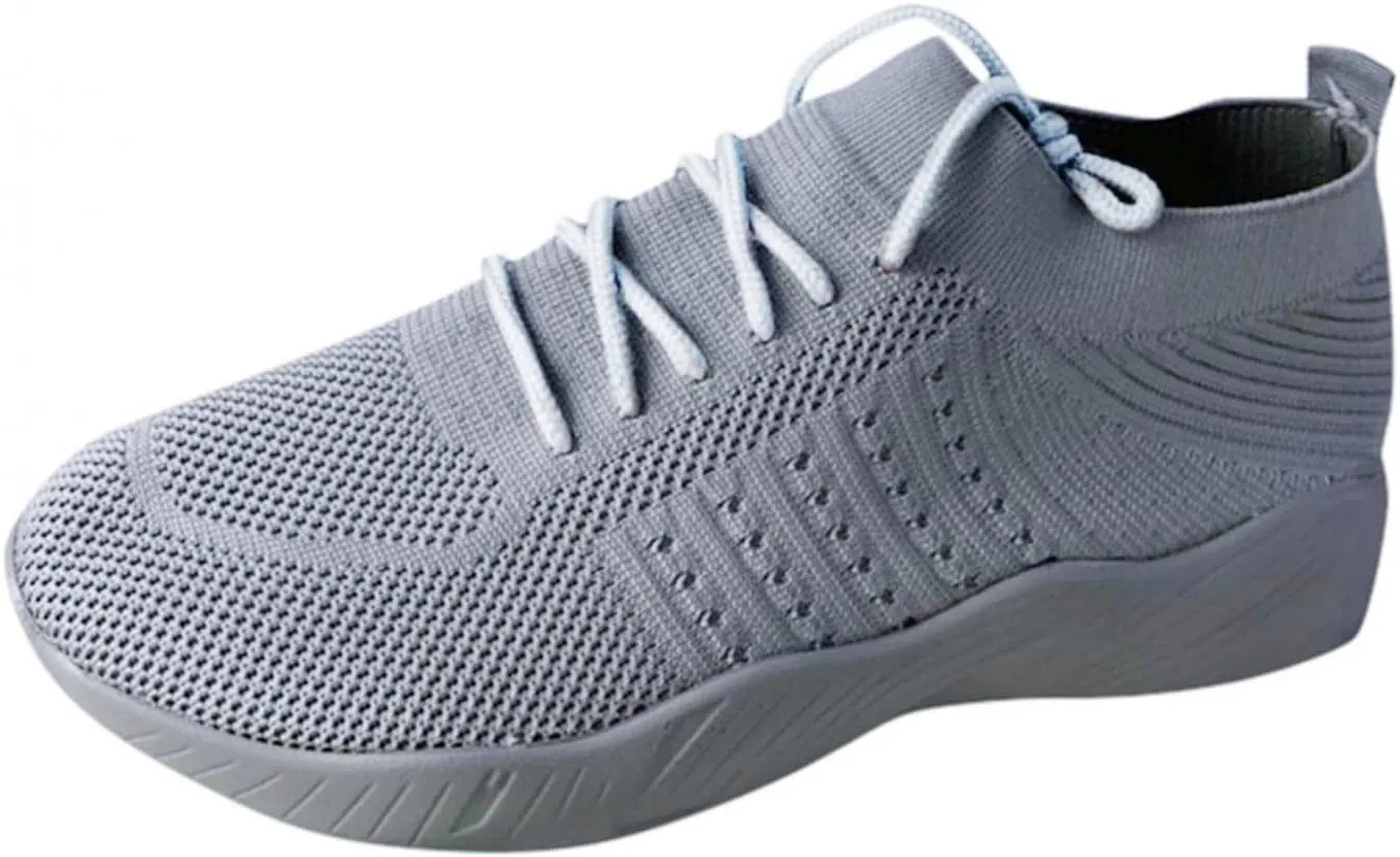 Hbeylia Women's Lace Up Sneakers Walking Running Hiking Sports Shoes Fashion Mesh Knitted Athletic Sneakers Platform Wedge Anti Skid Athletic Tennis Trainer Work Nursing Shoes For Ladies