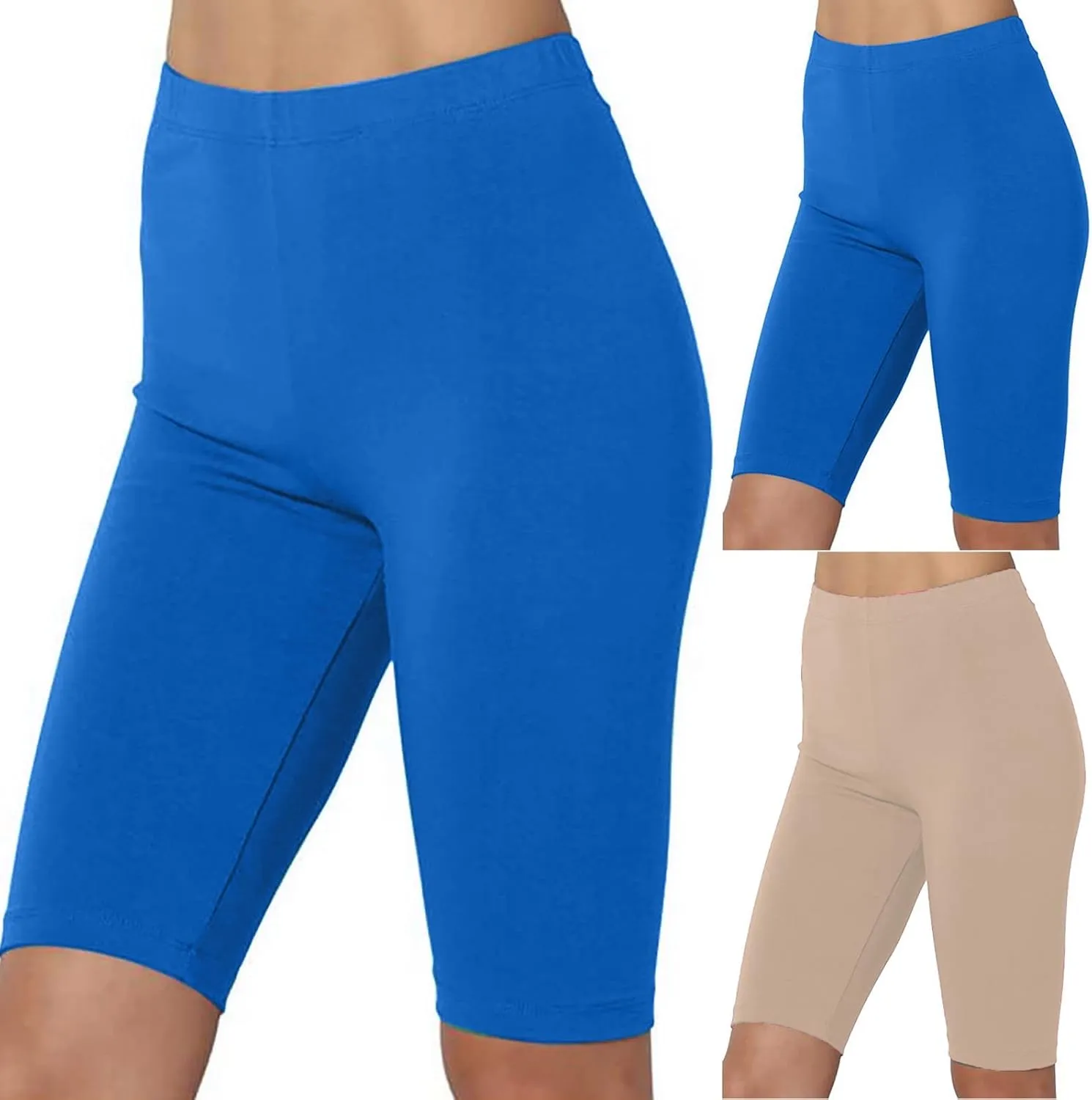 HGps8w Women's Biker Shorts High Waisted Soft Bermuda Shorts Stretch Tummy Control Yoga Workout Athletic Gym Booty Shorts