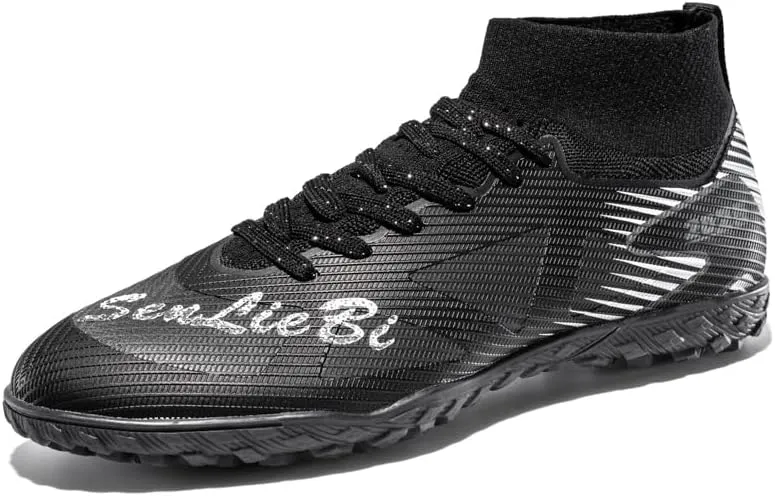 High-top Football Artificial Grass Shoes, Knitted Sports Cleats