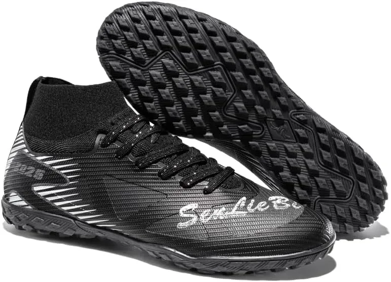 High-top Football Artificial Grass Shoes, Knitted Sports Cleats