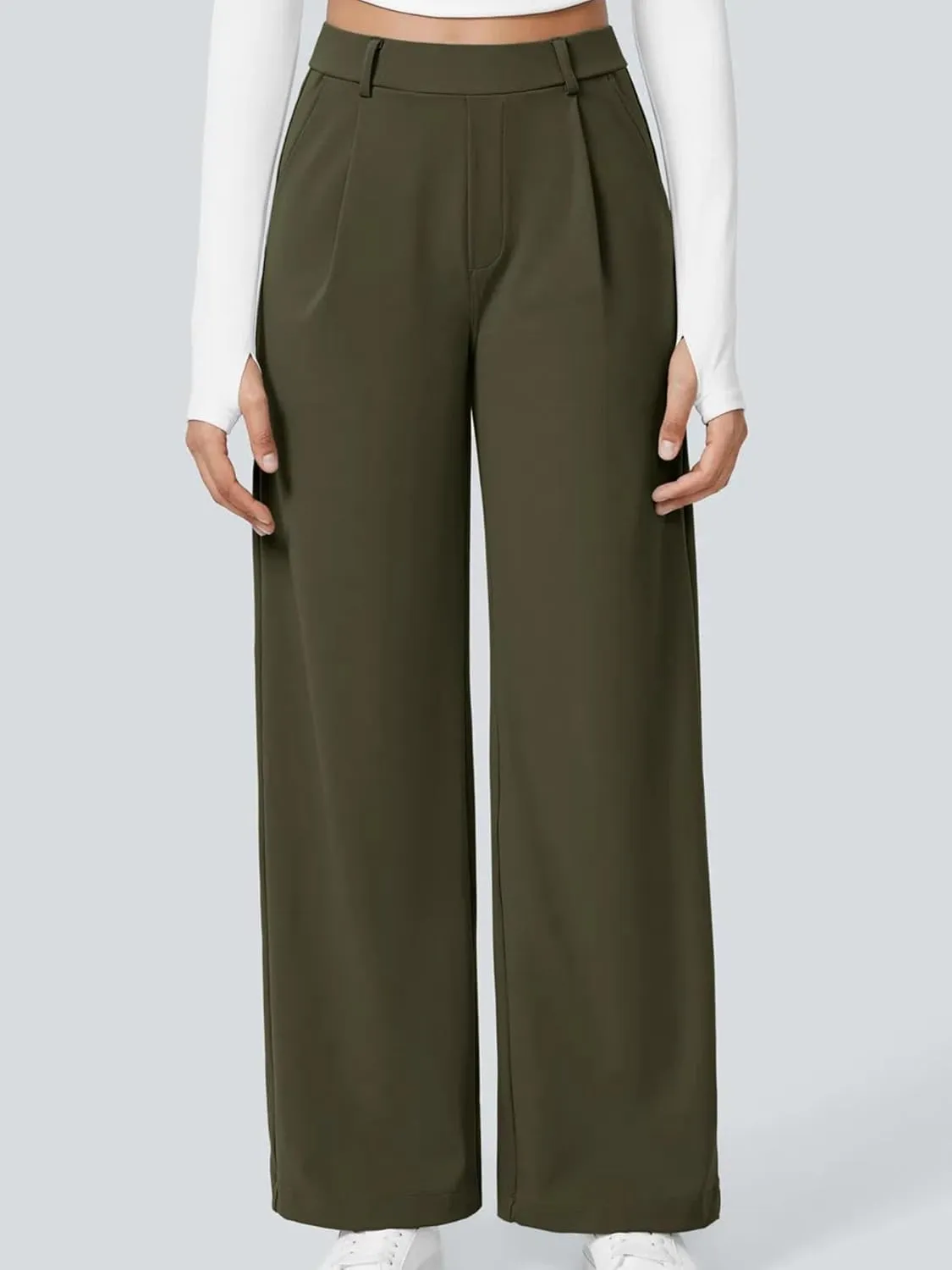 High Waisted Work Pants for Women Business Casual Outfits Office Dress Pants Trousers with Pockets