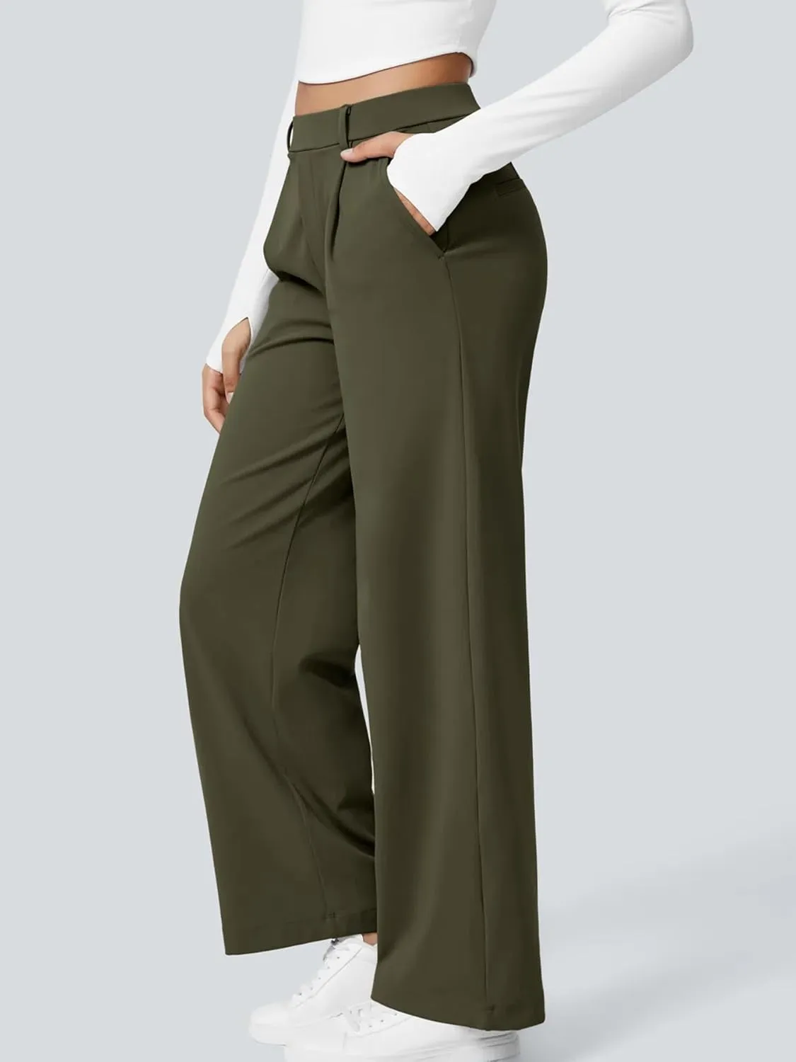High Waisted Work Pants for Women Business Casual Outfits Office Dress Pants Trousers with Pockets