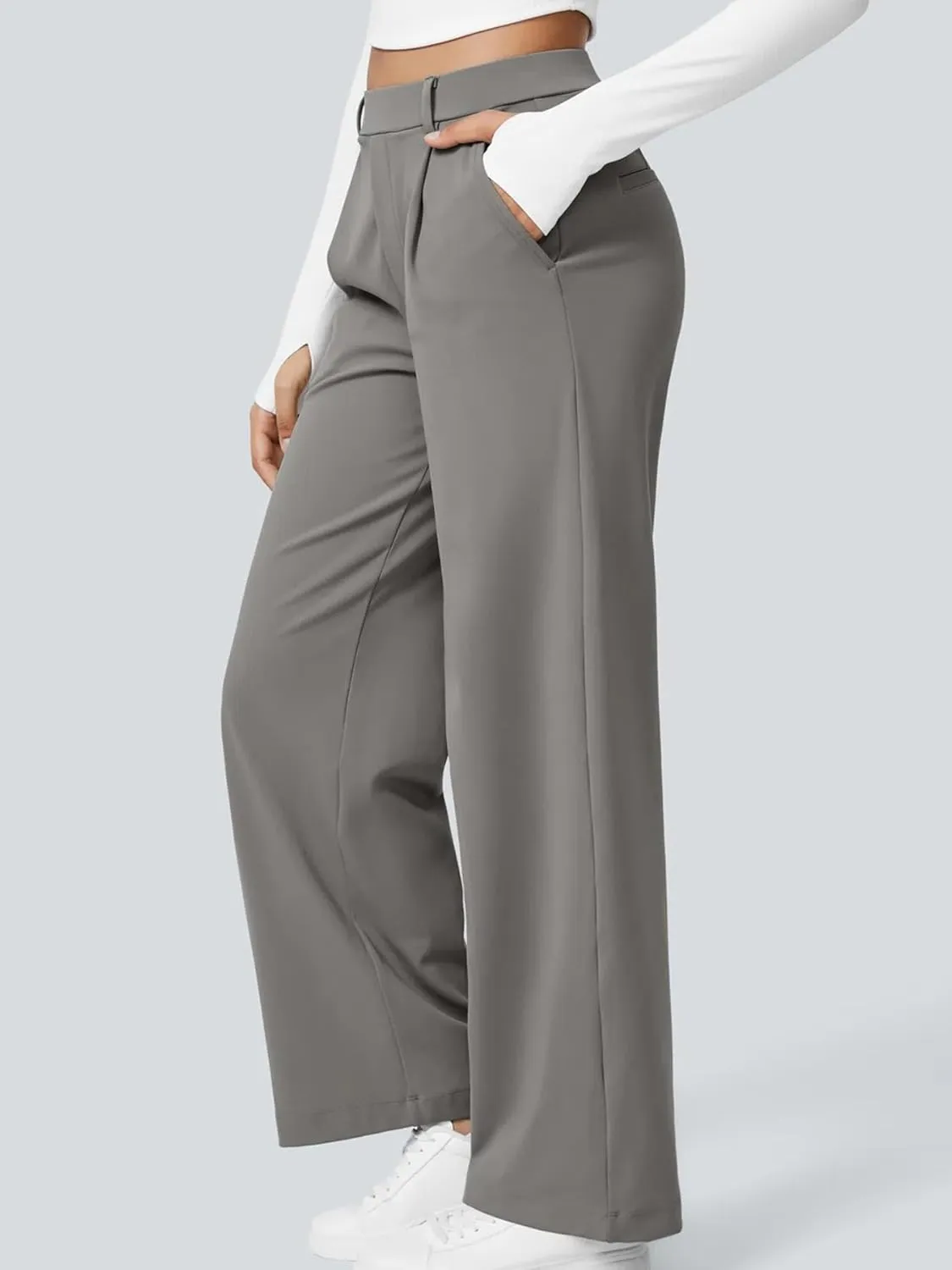 High Waisted Work Pants for Women Business Casual Outfits Office Dress Pants Trousers with Pockets