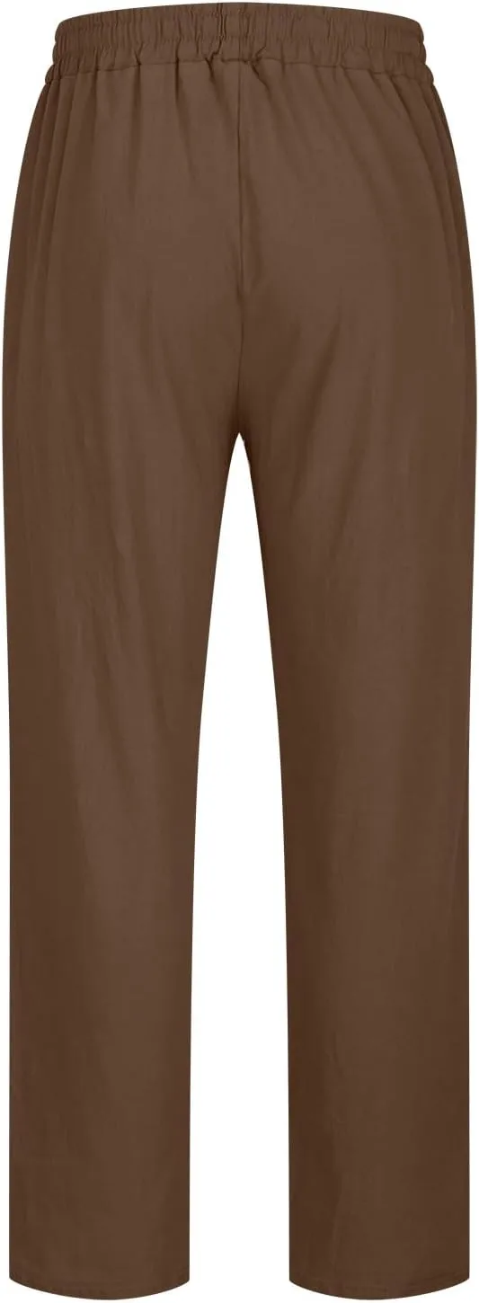 Hiking Pants Men,Man's Summer Lightweight Long Work Pants Casual Comfort Fit Drawstring Trousers Mens Beach Clothes