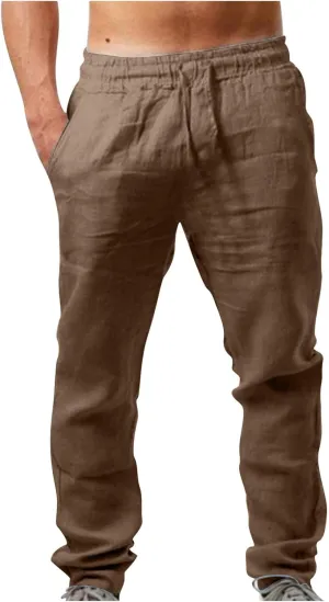 Hiking Pants Men,Man's Summer Lightweight Long Work Pants Casual Comfort Fit Drawstring Trousers Mens Beach Clothes