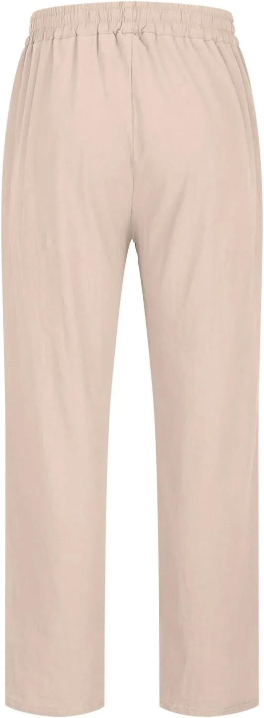 Hiking Pants Men,Man's Summer Lightweight Long Work Pants Casual Comfort Fit Drawstring Trousers Mens Beach Clothes