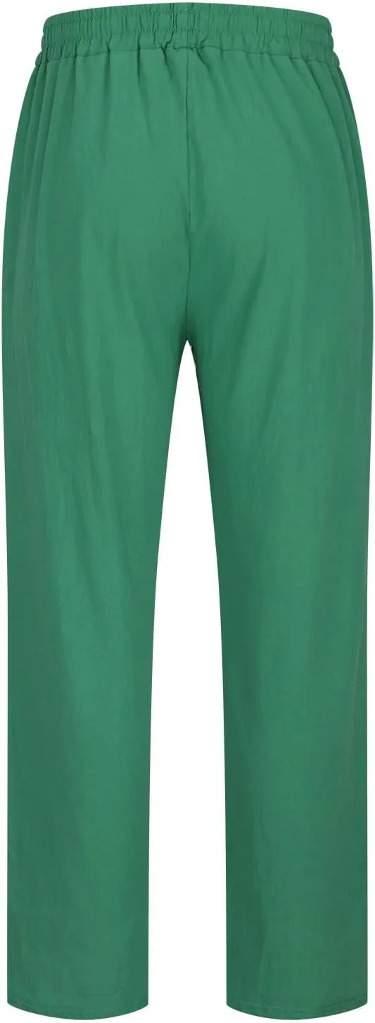 Hiking Pants Men,Man's Summer Lightweight Long Work Pants Casual Comfort Fit Drawstring Trousers Mens Beach Clothes