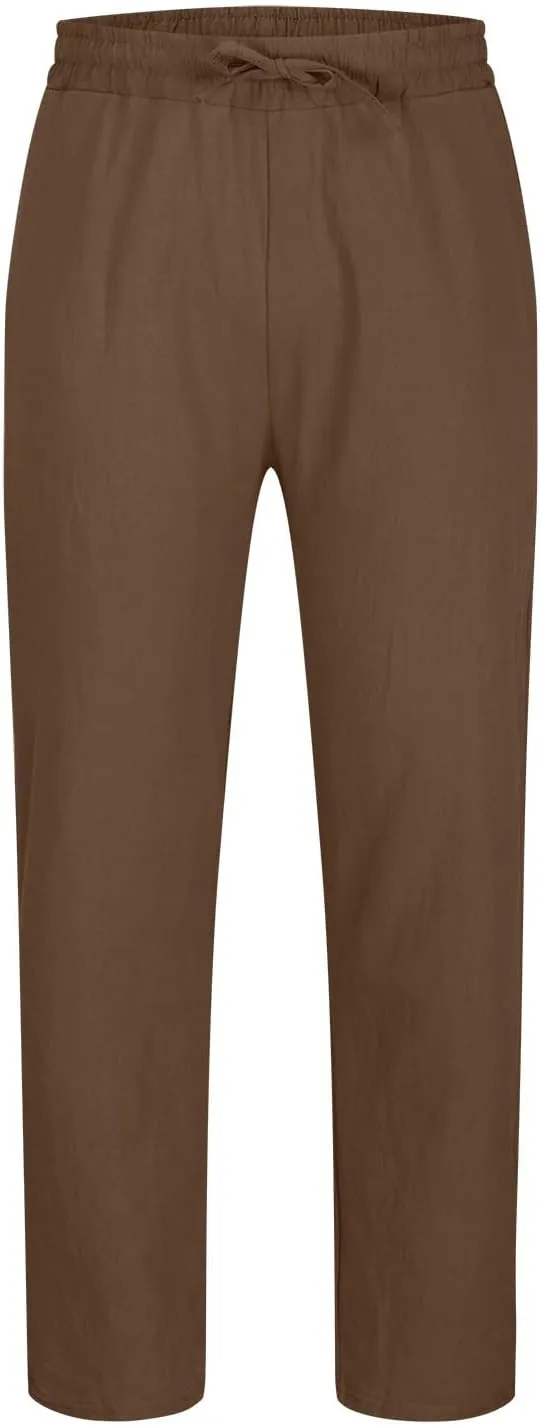Hiking Pants Men,Man's Summer Lightweight Long Work Pants Casual Comfort Fit Drawstring Trousers Mens Beach Clothes