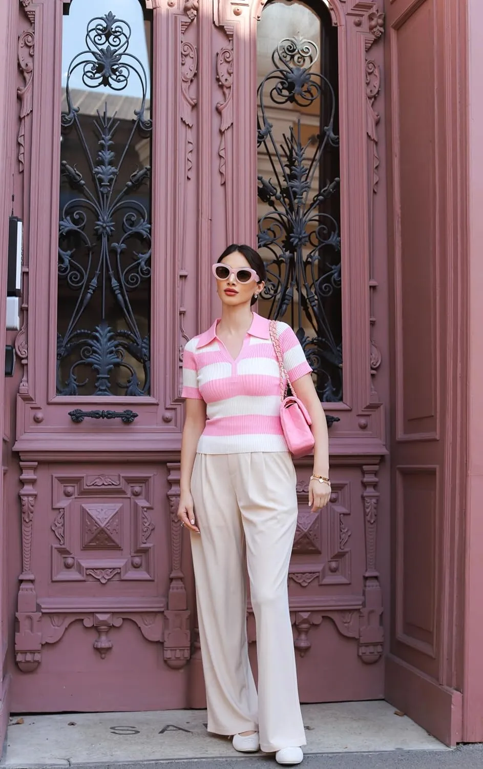 HVT Wide Leg Pants for Women High Elastic Waisted Work Pants Business Palazzo Trousers with Pockets