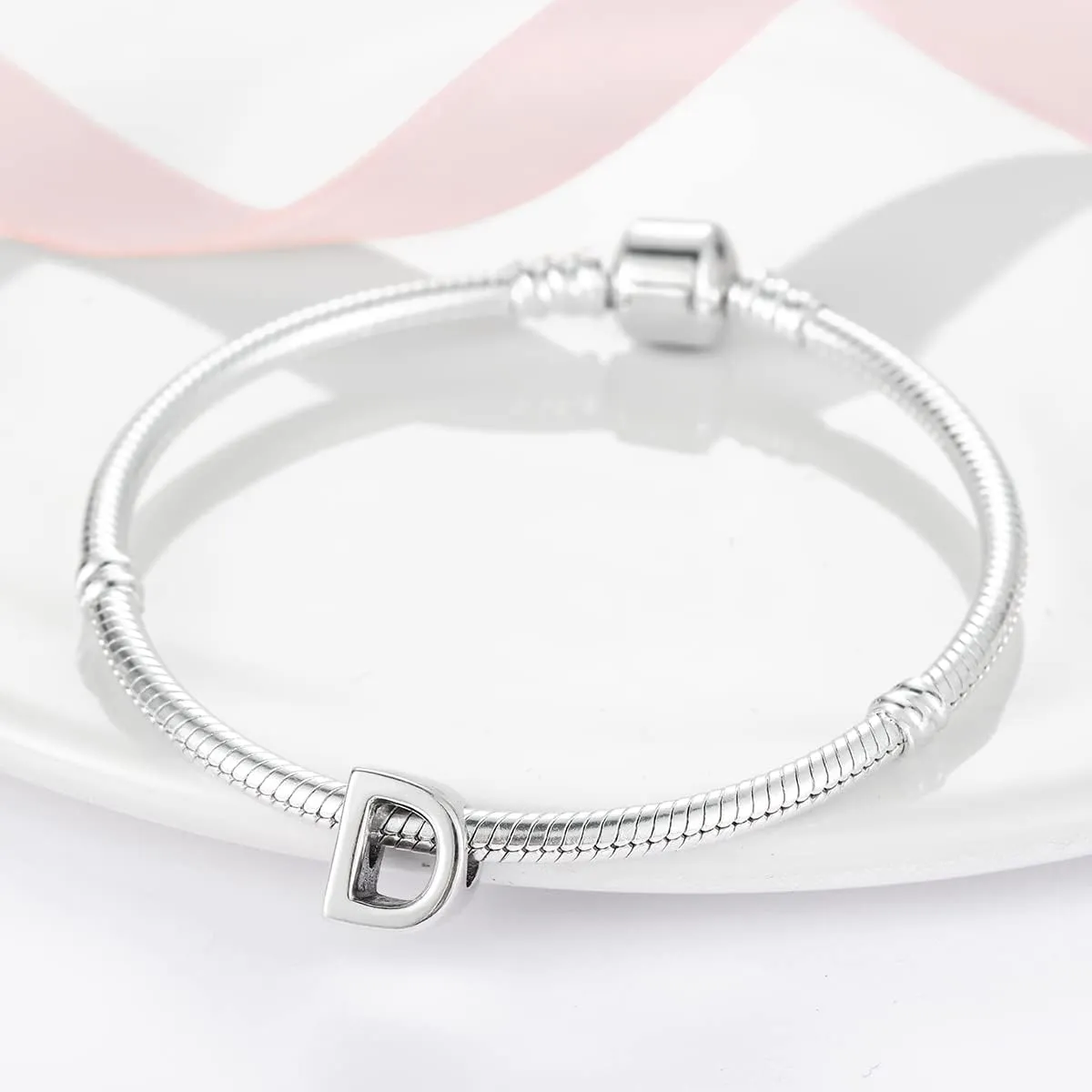 Initial Charms Fits Pandora Bracelet S925 Sterling Silver LetterCharms for Bracelets Alphabet A-Z Letters Bead Bracelet for Women Birthday Ceremony Charm Bracelets Necklace Pendent Anklet DIY Jewelry