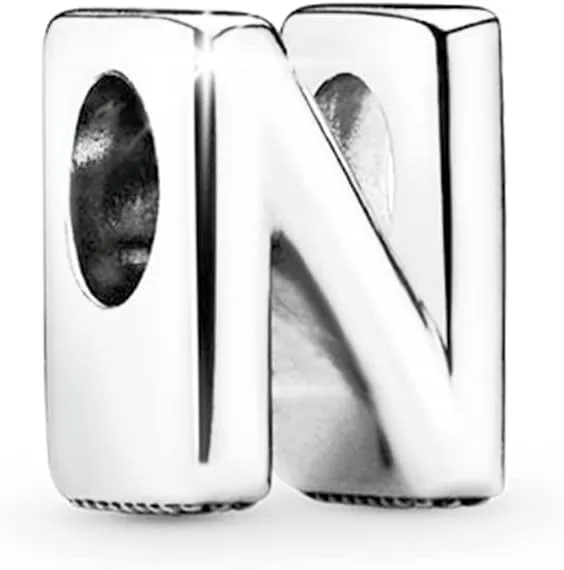 Initial Charms Fits Pandora Bracelet S925 Sterling Silver LetterCharms for Bracelets Alphabet A-Z Letters Bead Bracelet for Women Birthday Ceremony Charm Bracelets Necklace Pendent Anklet DIY Jewelry