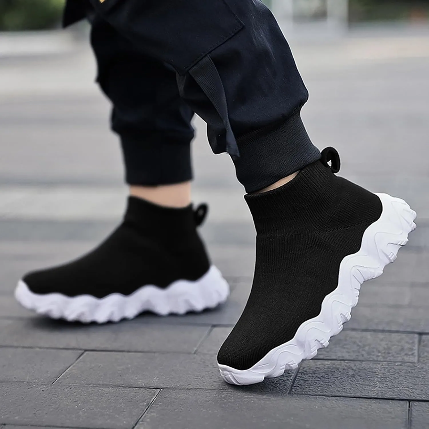 IWIHMIV Toddler Tennis Shoes Boys Girls Sneakers Knitted Sports Shoes Breathable Lightweight Running Shoes Casual Athletic Shoes