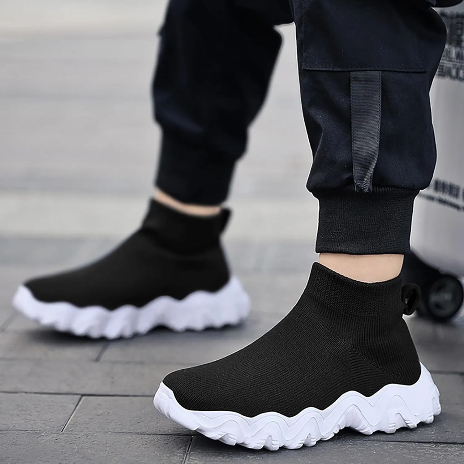 IWIHMIV Toddler Tennis Shoes Boys Girls Sneakers Knitted Sports Shoes Breathable Lightweight Running Shoes Casual Athletic Shoes